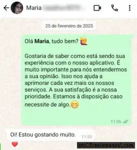 Conversa no WhatsApp com Maria: Estou gostando muito.