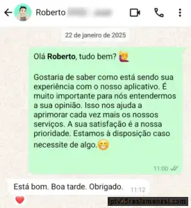 Conversa no WhatsApp com Roberto: Está bom. Boa tarde. Obrigado.